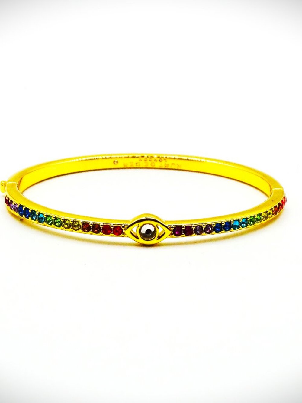 KURT GEIGER LONDON Gold Plated Multicolor Crystals Hinge Bangle Bracelet